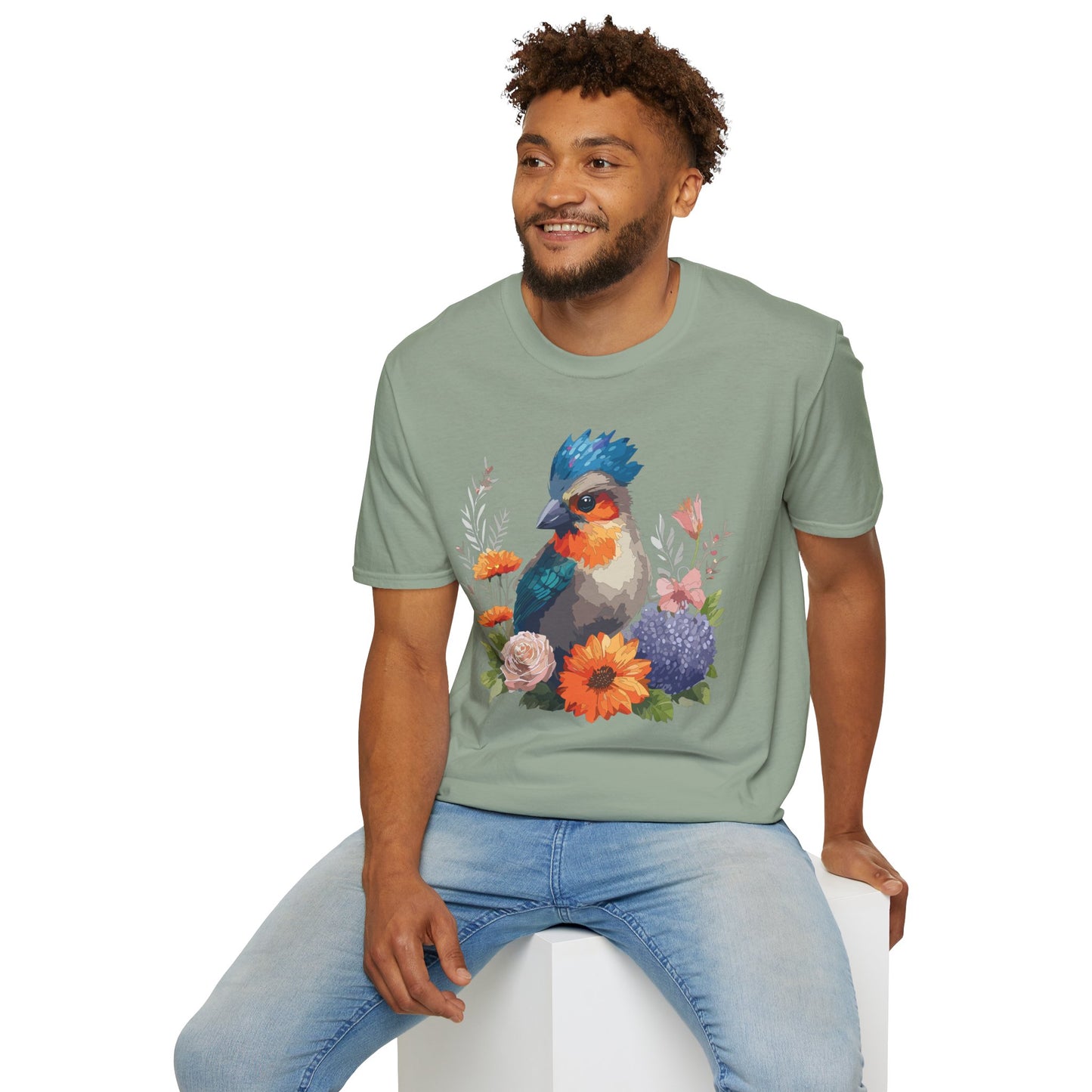 Bird T-Shirt, Floral Bird T Shirt, Shirt with Bird, Shirt with Animal
