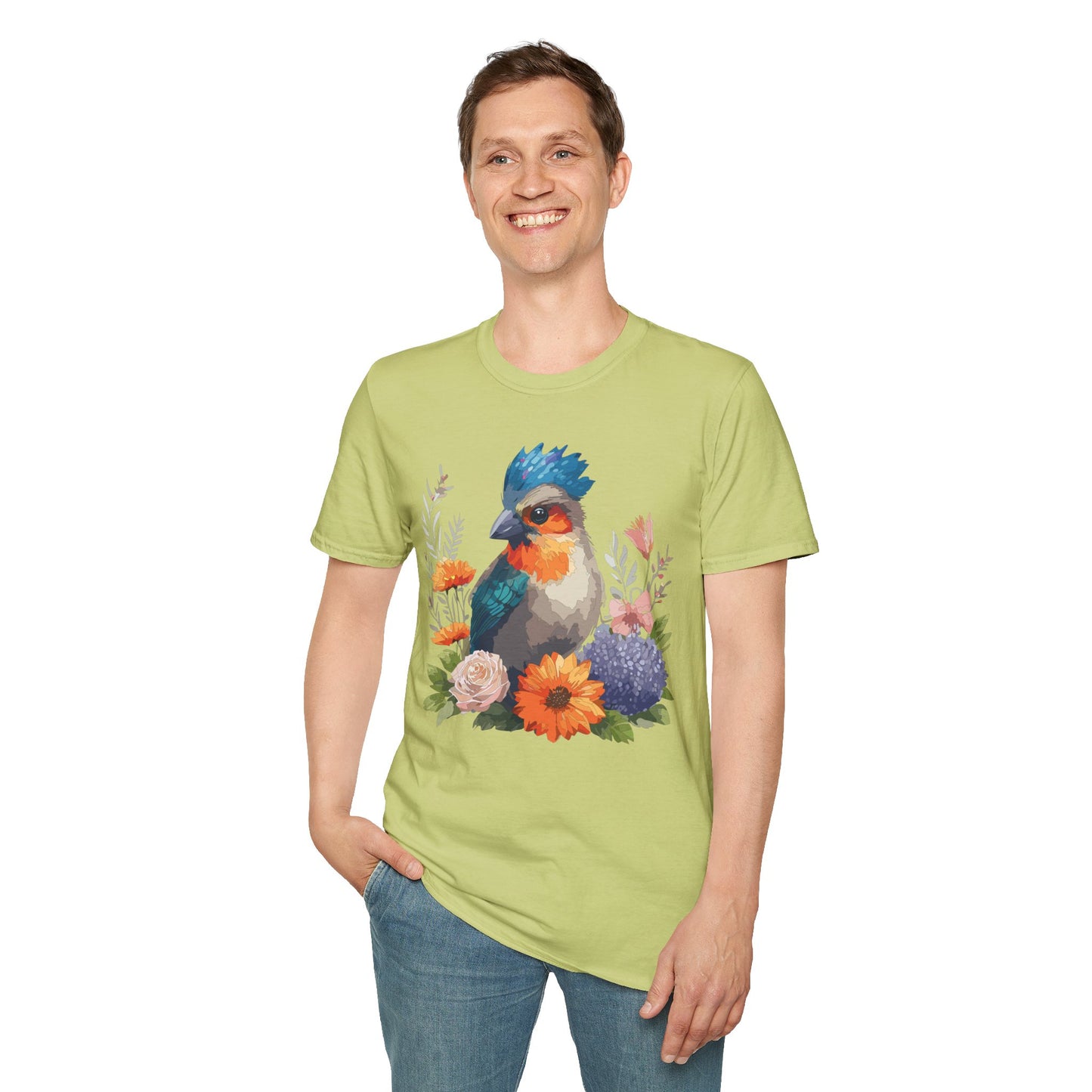 Bird T-Shirt, Floral Bird T Shirt, Shirt with Bird, Shirt with Animal