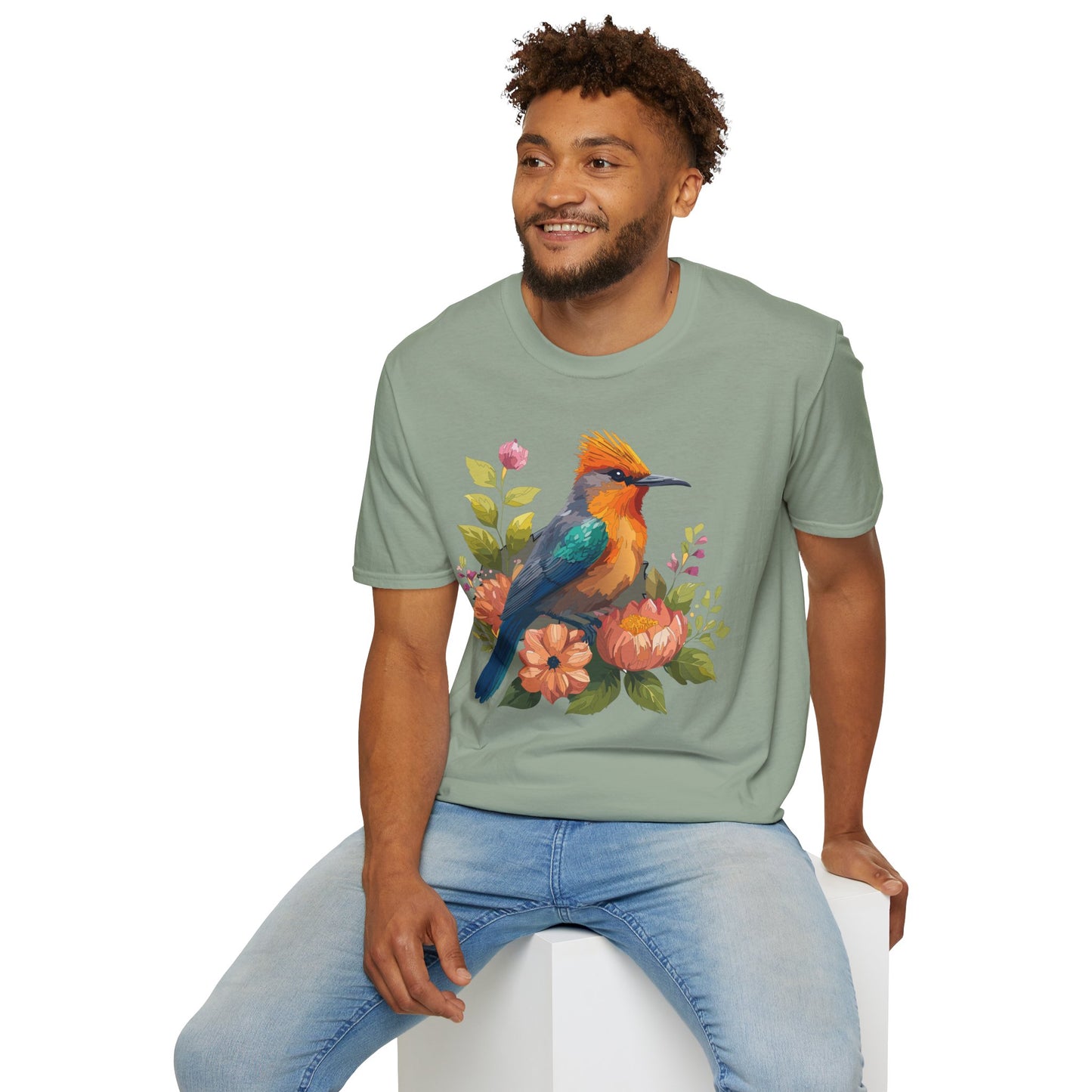 Bird T-Shirt, Floral Bird T Shirt, Shirt with Bird, Shirt with Animal