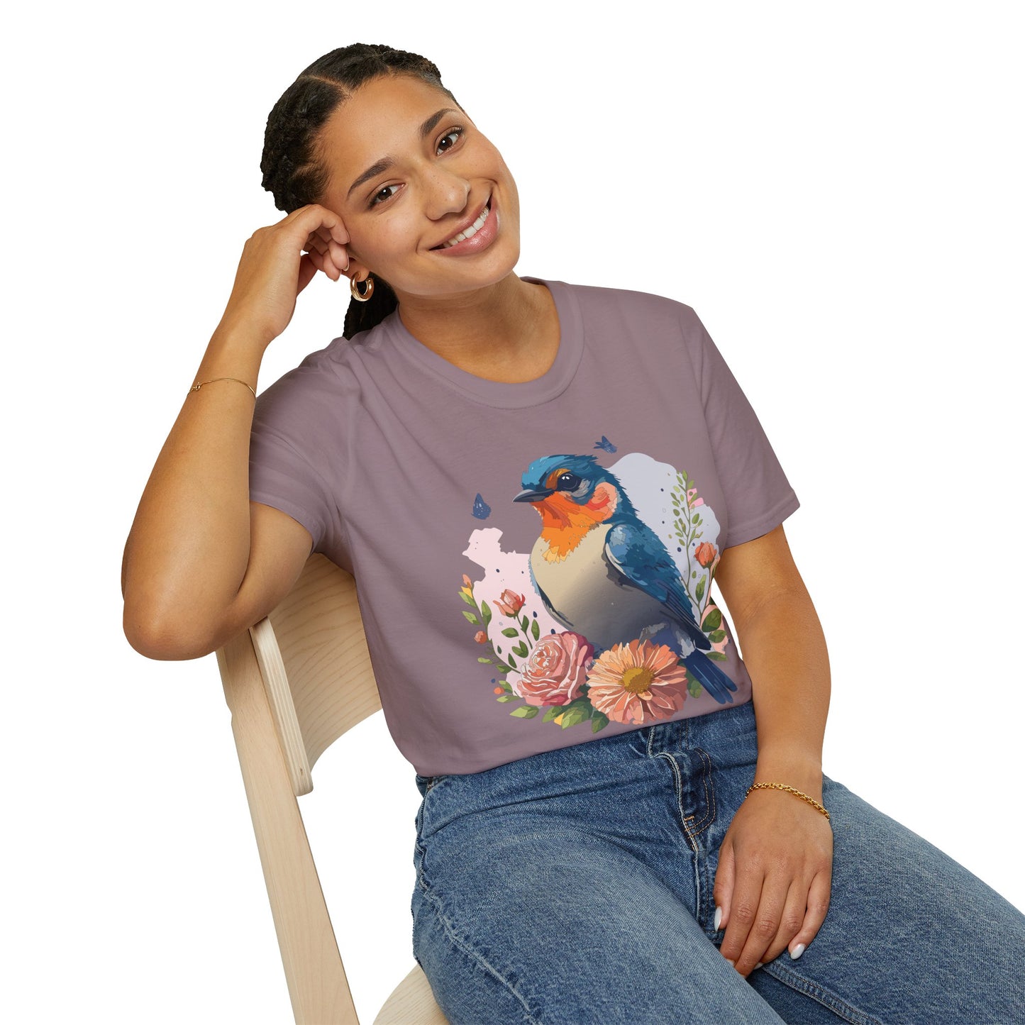 Bird T-Shirt, Floral Bird T Shirt, Shirt with Bird, Shirt with Animal