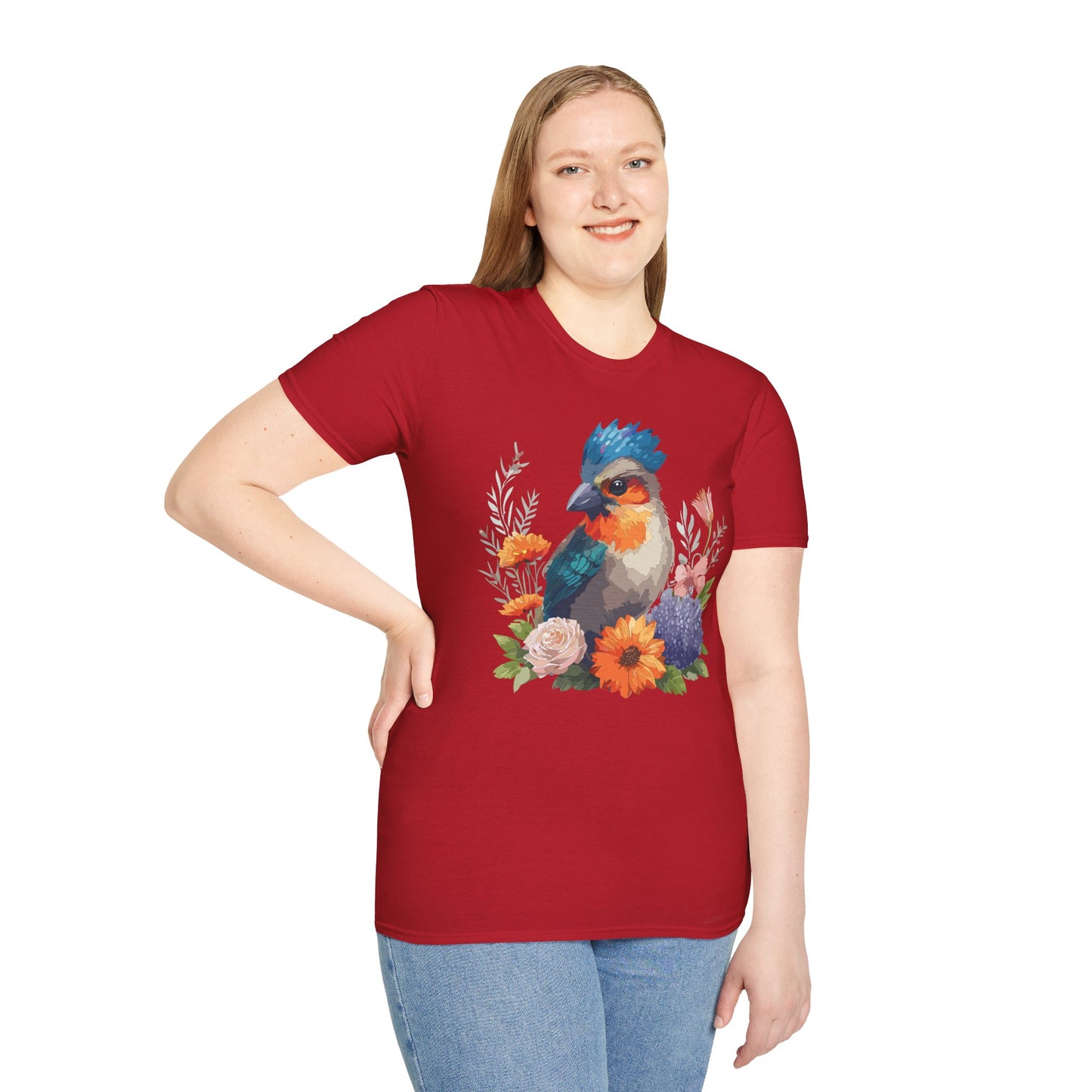 Bird T-Shirt, Floral Bird T Shirt, Shirt with Bird, Shirt with Animal