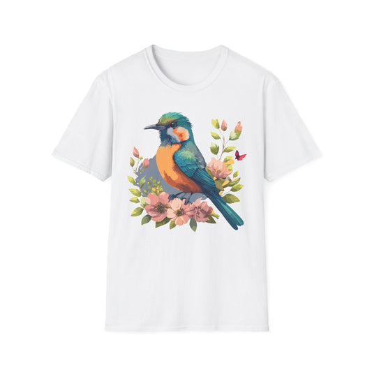 Bird T-Shirt, Floral Bird T Shirt, Shirt with Bird, Shirt with Animal