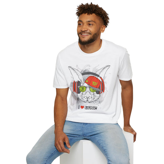 Unisex Music Animals Shirt With Headphones Softstyle Short Sleeve Tee Gildan 64000