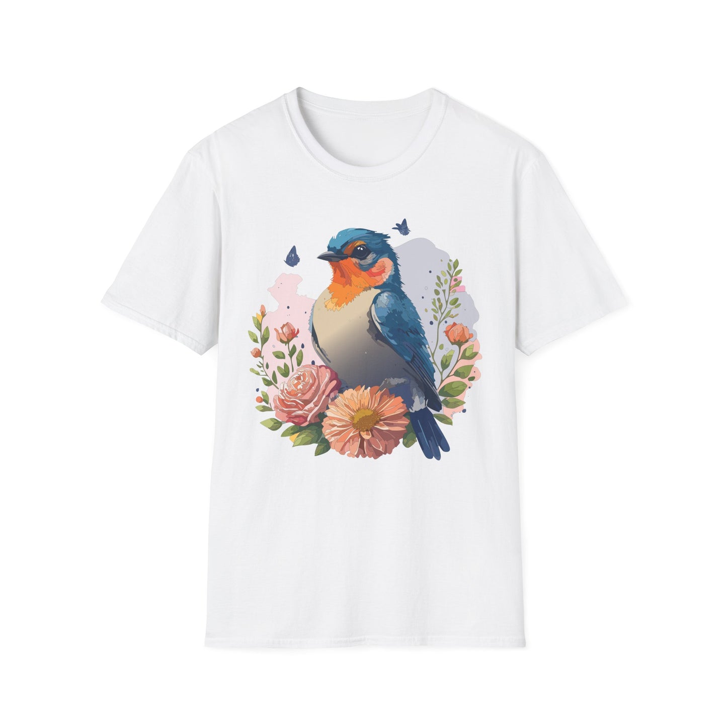 Bird T-Shirt, Floral Bird T Shirt, Shirt with Bird, Shirt with Animal