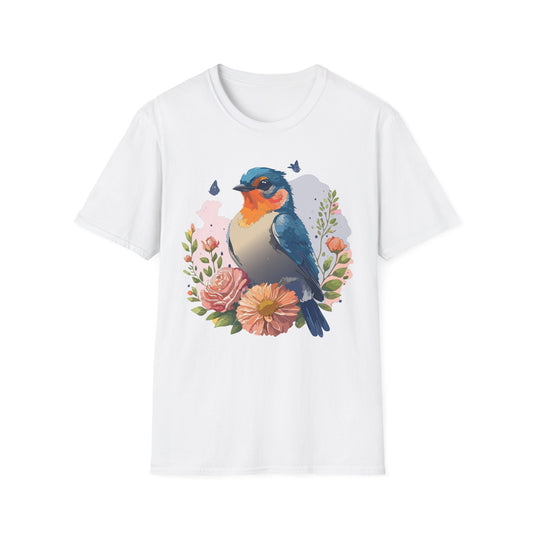 Bird T-Shirt, Floral Bird T Shirt, Shirt with Bird, Shirt with Animal