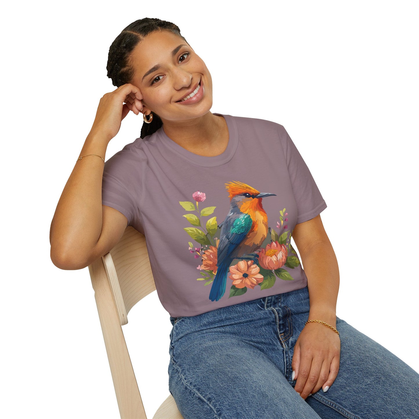 Bird T-Shirt, Floral Bird T Shirt, Shirt with Bird, Shirt with Animal