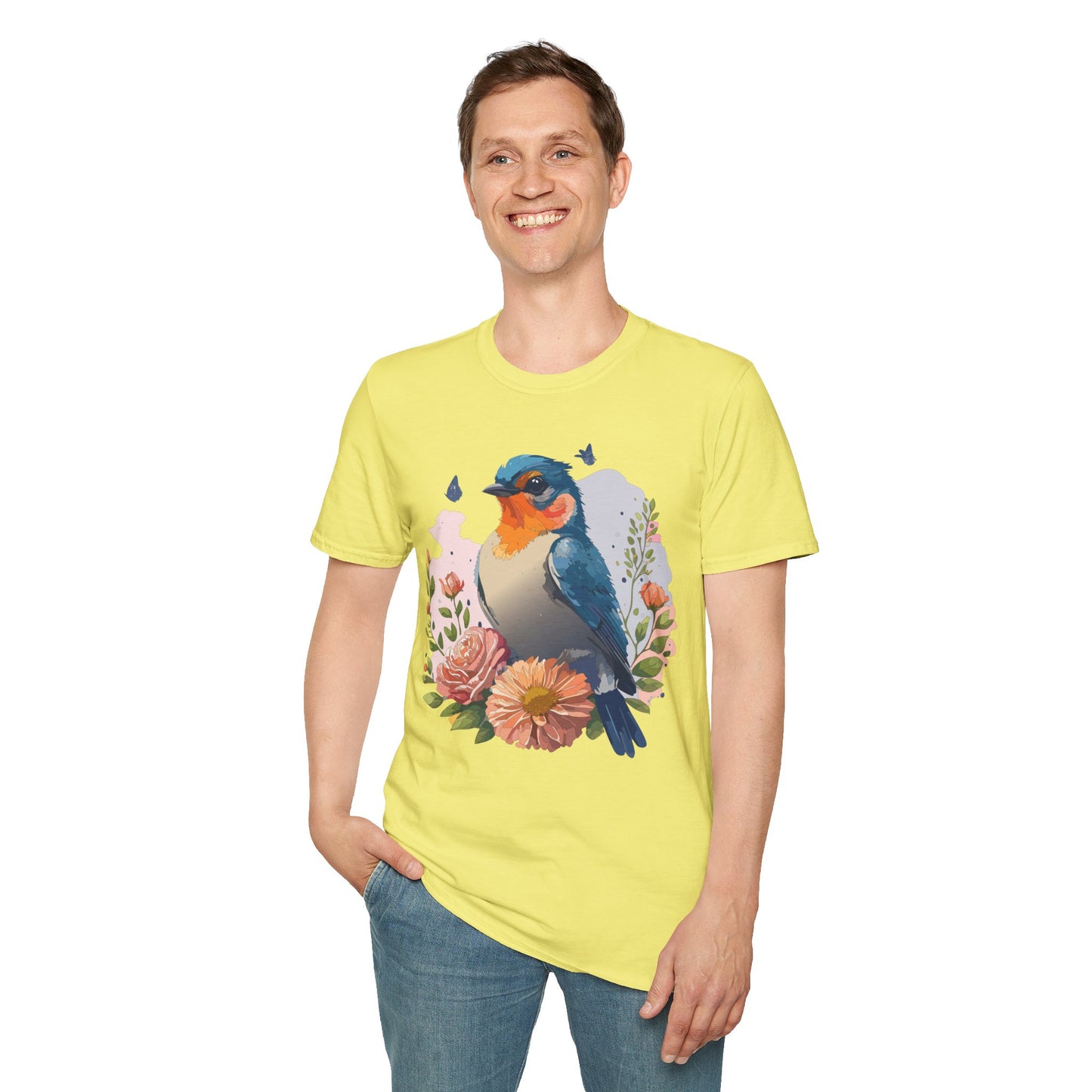 Bird T-Shirt, Floral Bird T Shirt, Shirt with Bird, Shirt with Animal