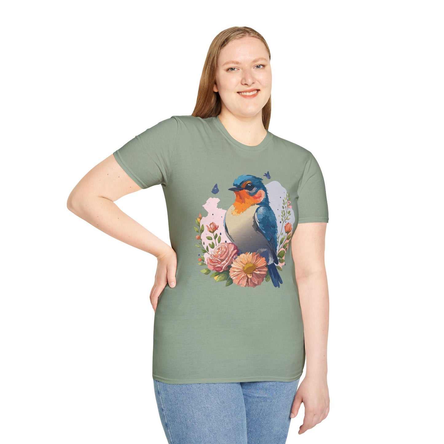 Bird T-Shirt, Floral Bird T Shirt, Shirt with Bird, Shirt with Animal