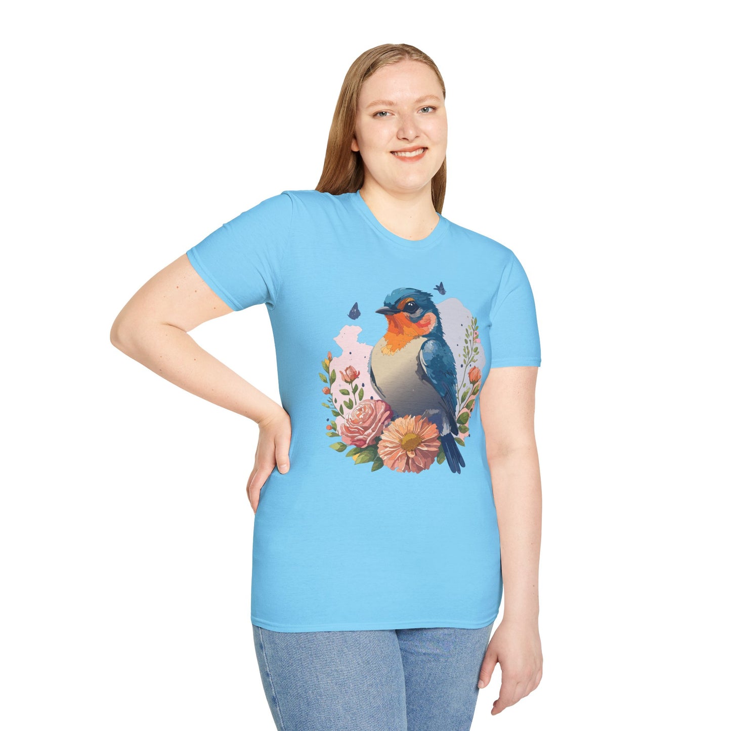 Bird T-Shirt, Floral Bird T Shirt, Shirt with Bird, Shirt with Animal