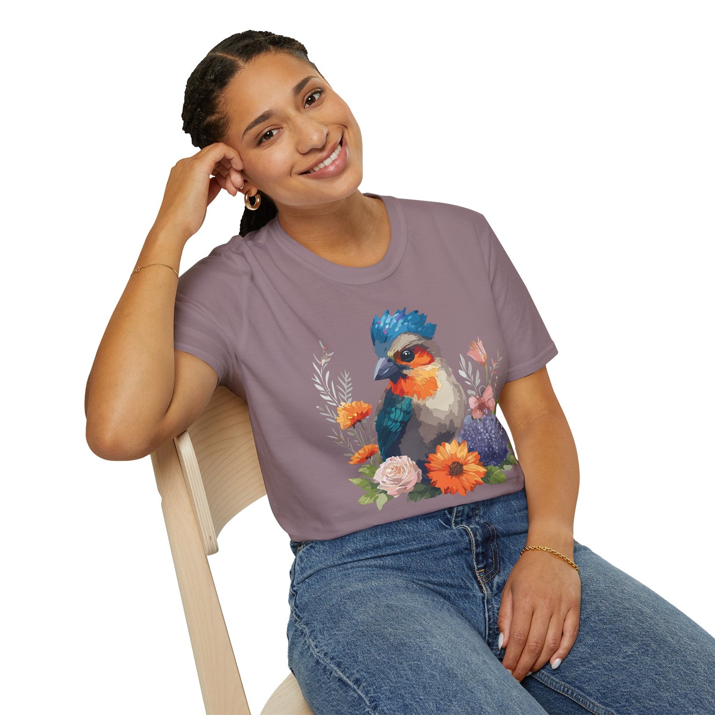 Bird T-Shirt, Floral Bird T Shirt, Shirt with Bird, Shirt with Animal