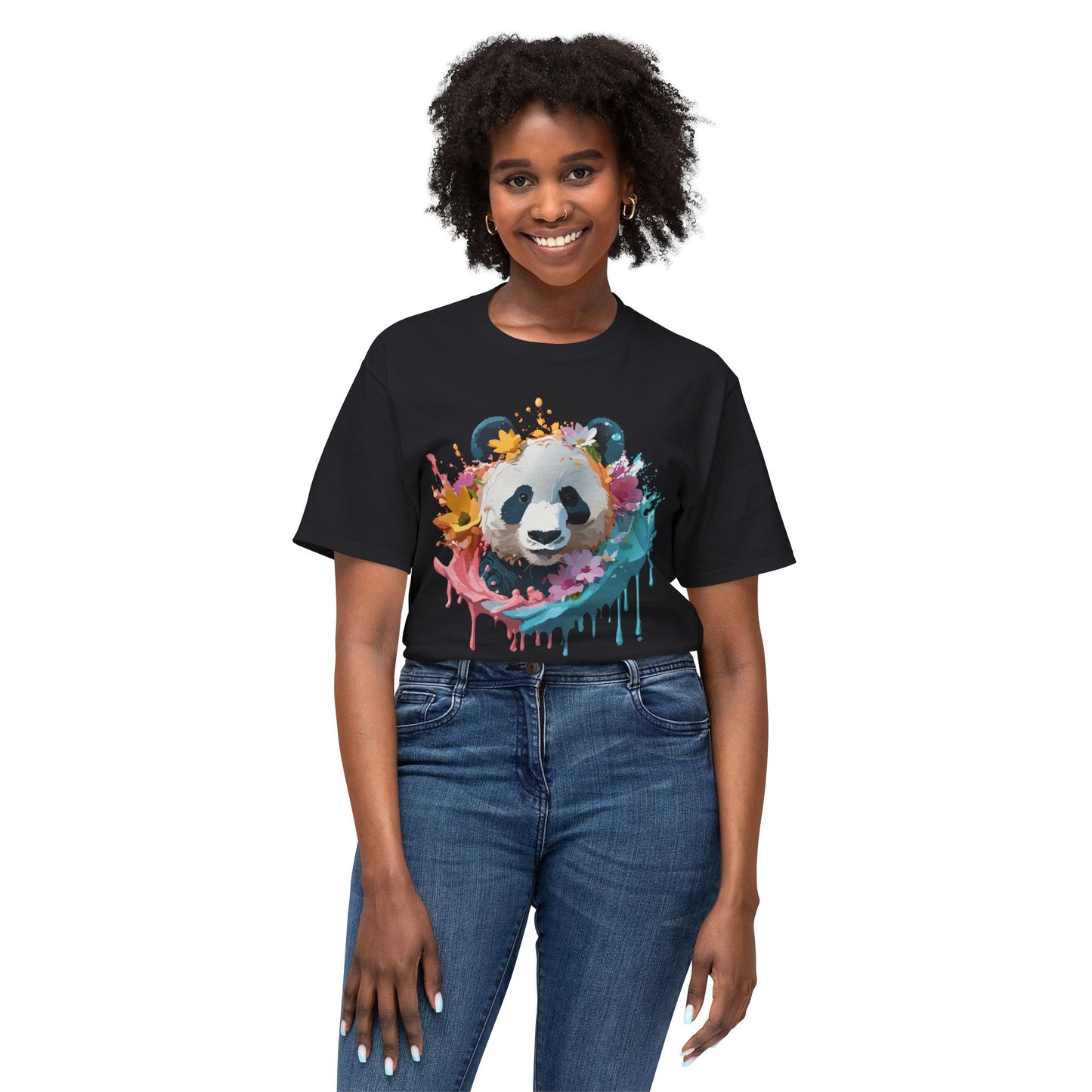 Panda T-Shirt, Vintage Panda Tee, Floral Tees, Panda Art Design Shirt, Tee Shirt with Panda Art 8