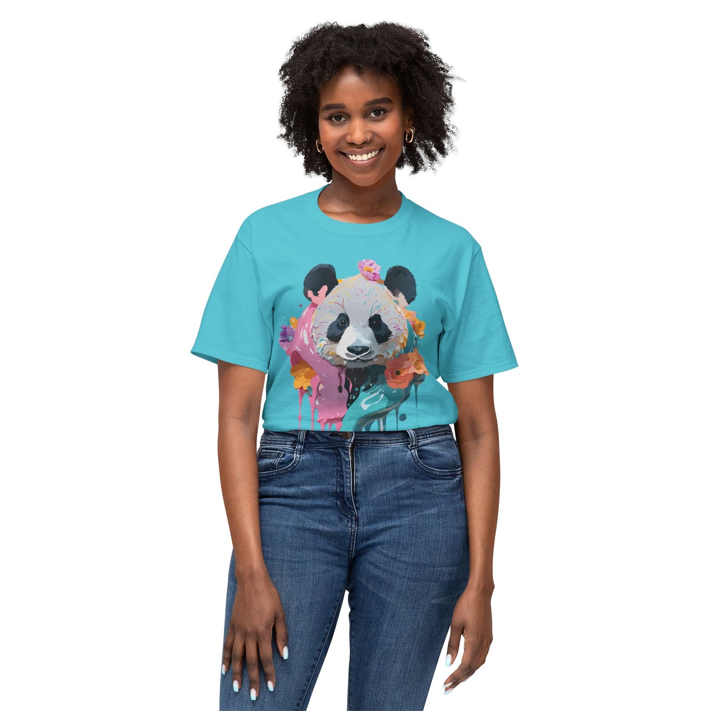 Panda T-Shirt, Vintage Panda Tee, Floral Tees, Panda Art Design Shirt, Tee Shirt with Panda Art 9