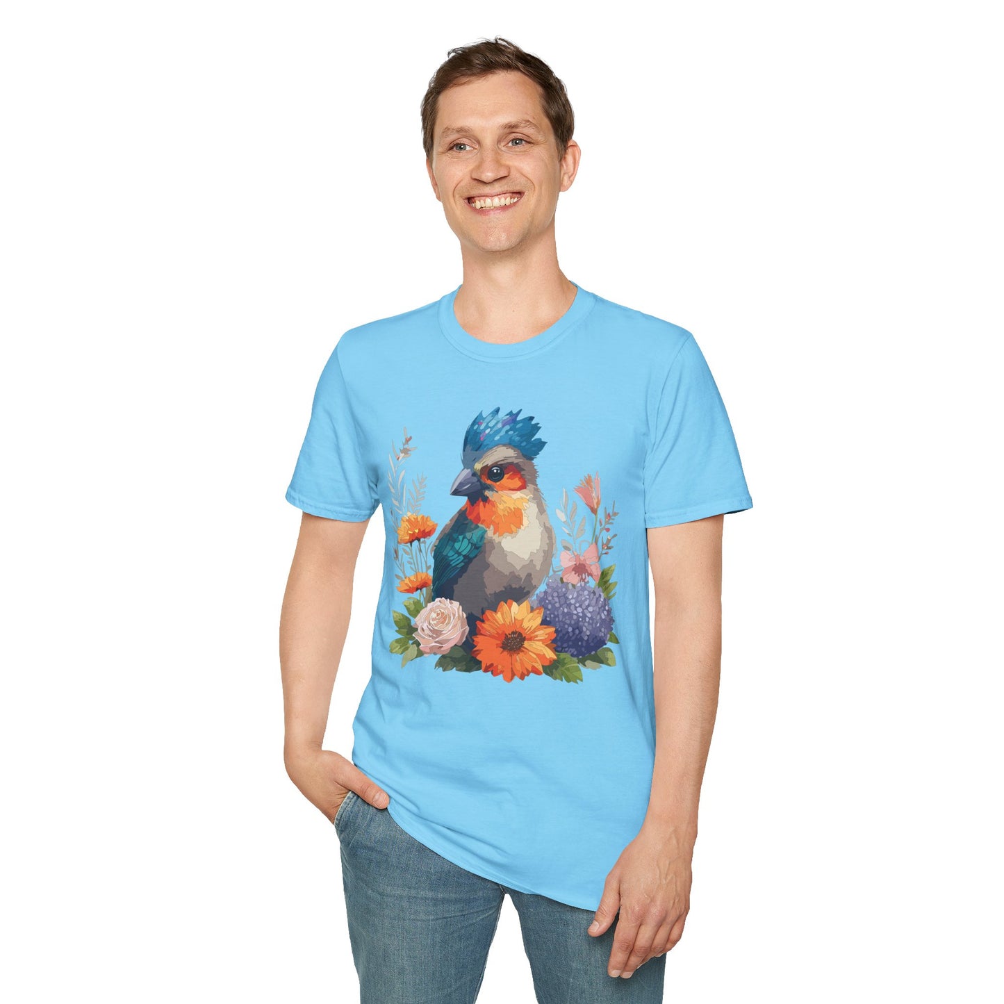 Bird T-Shirt, Floral Bird T Shirt, Shirt with Bird, Shirt with Animal