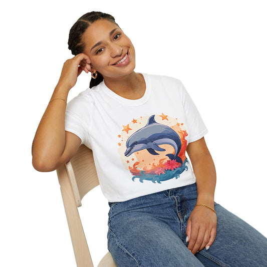 Dolphin Shirt Unisex Tee Gildan Softstyle 64000 100 Percent Ring Spun Cotton Comfort Wear