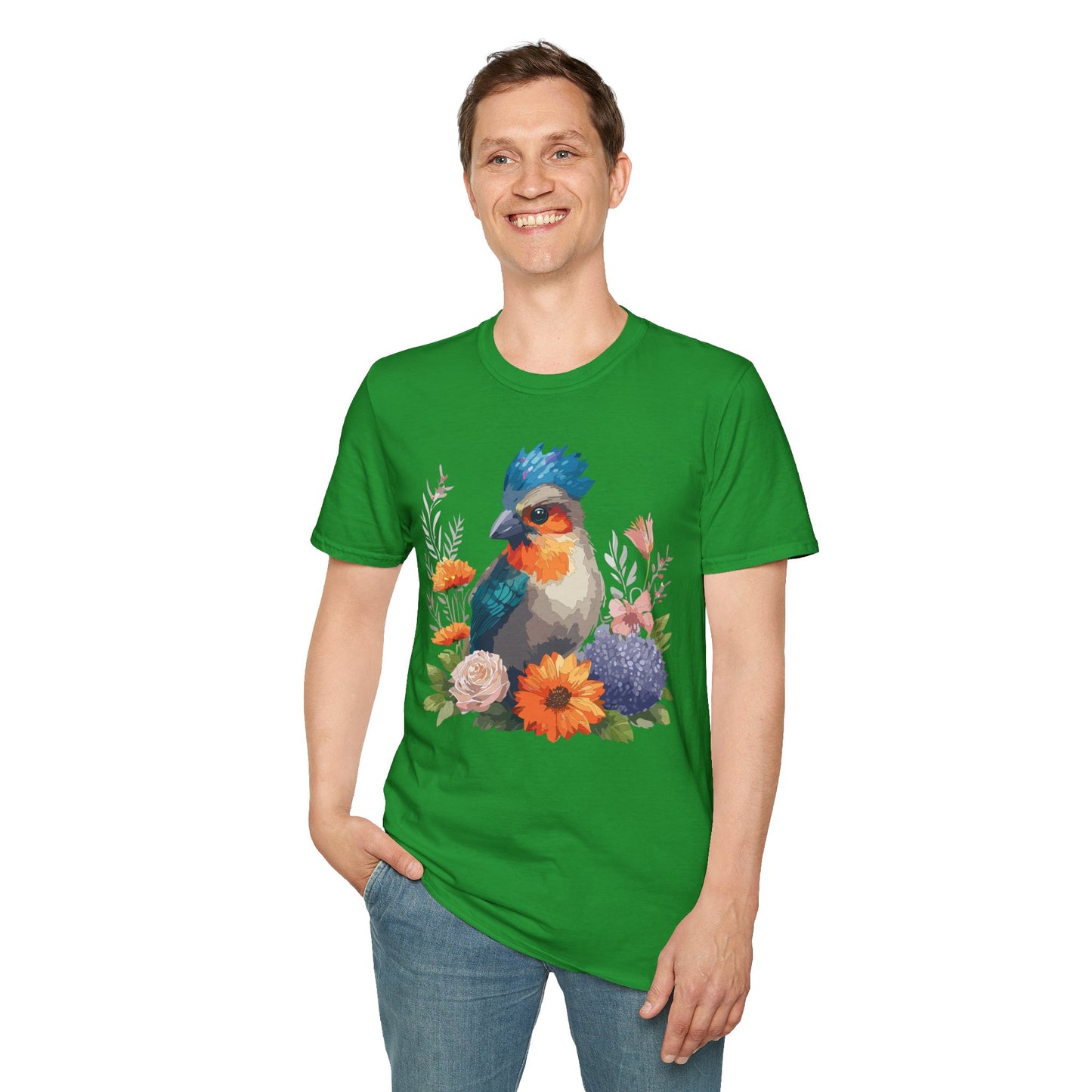 Bird T-Shirt, Floral Bird T Shirt, Shirt with Bird, Shirt with Animal