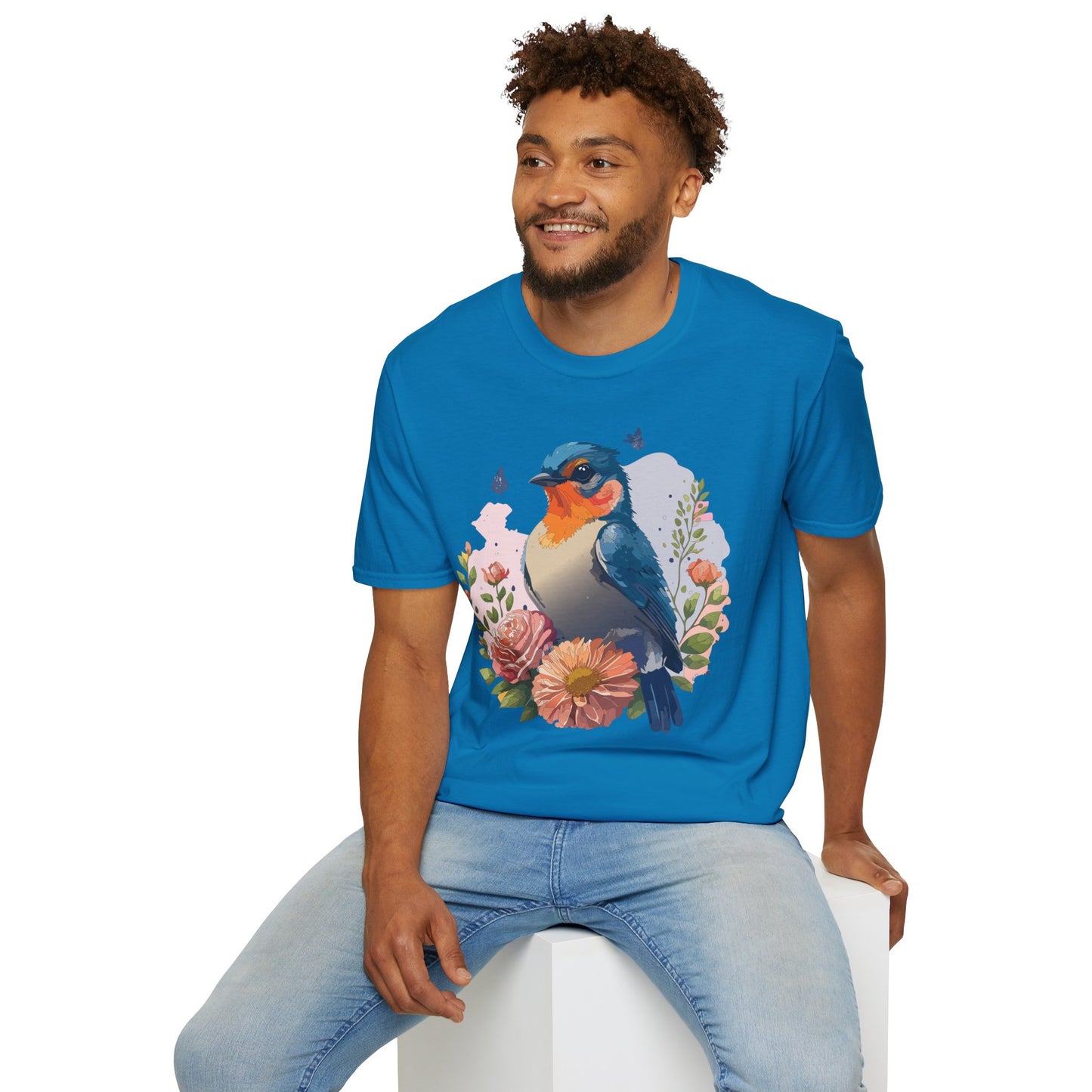 Bird T-Shirt, Floral Bird T Shirt, Shirt with Bird, Shirt with Animal