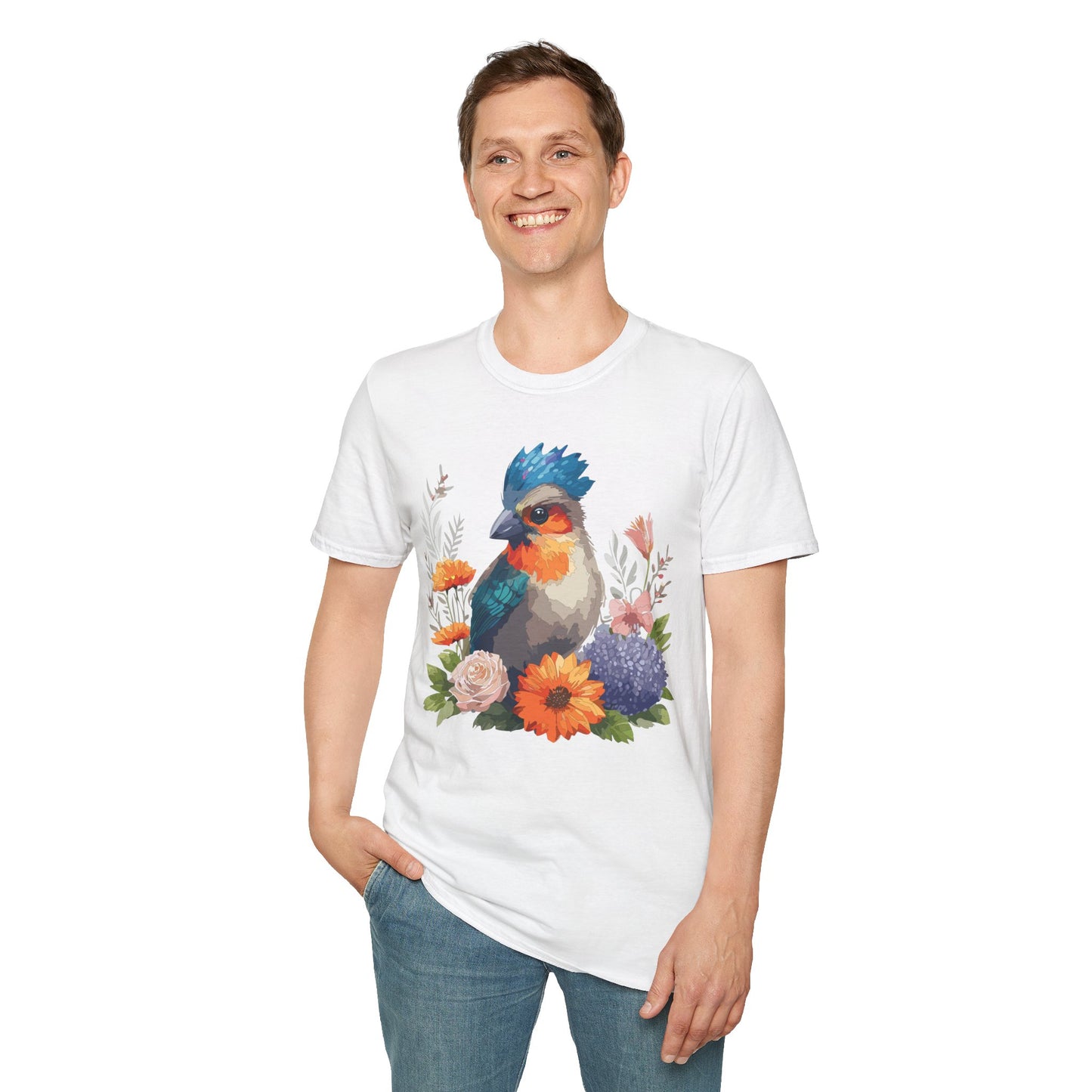 Bird T-Shirt, Floral Bird T Shirt, Shirt with Bird, Shirt with Animal