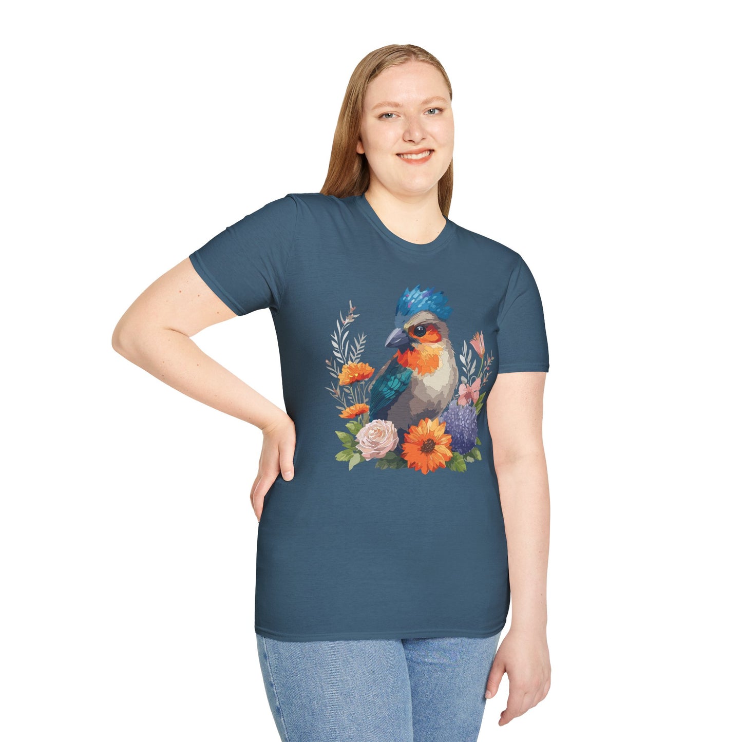 Bird T-Shirt, Floral Bird T Shirt, Shirt with Bird, Shirt with Animal