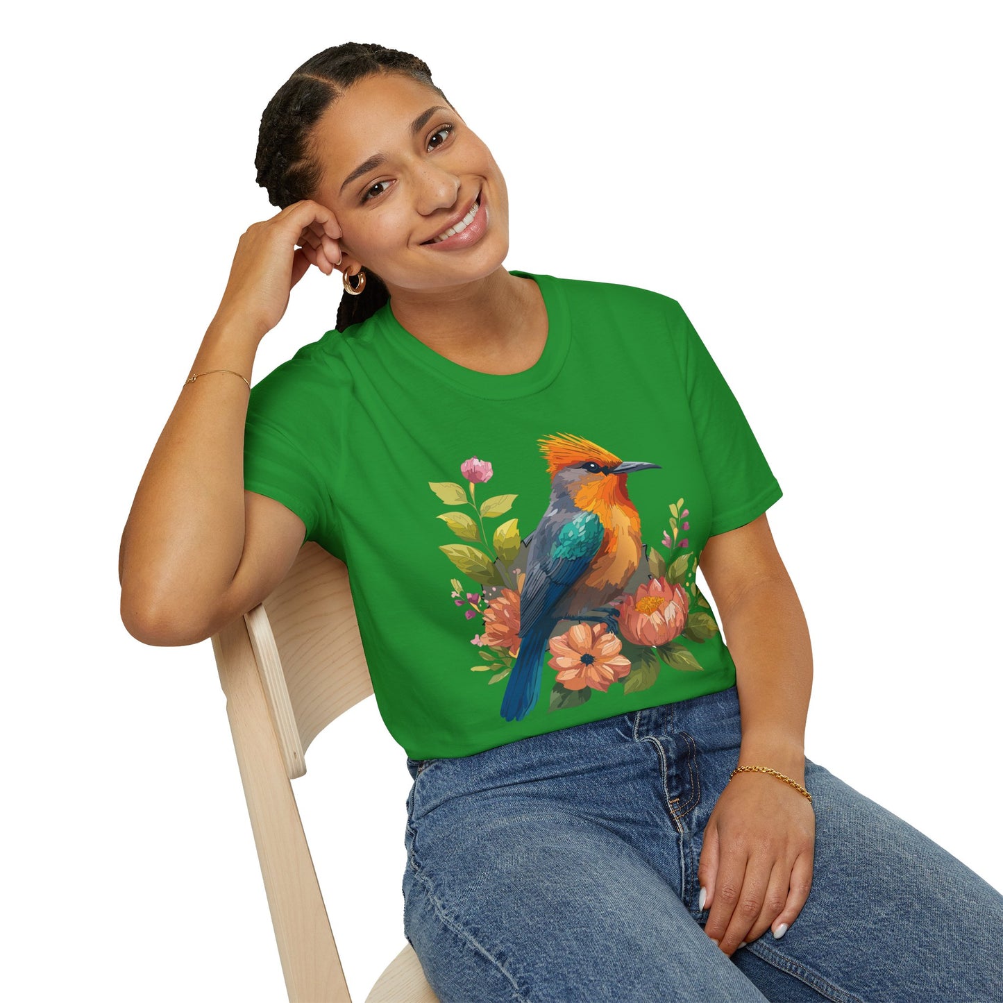 Bird T-Shirt, Floral Bird T Shirt, Shirt with Bird, Shirt with Animal