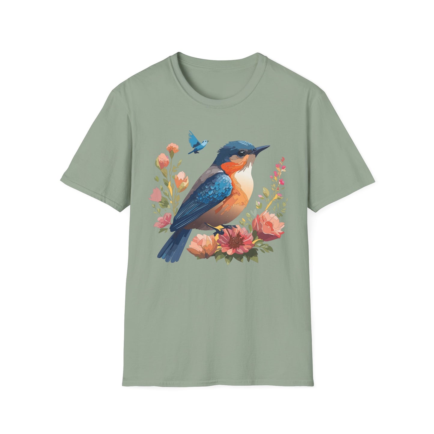 Bird T-Shirt, Floral Bird T Shirt, Shirt with Bird, Shirt with Animal