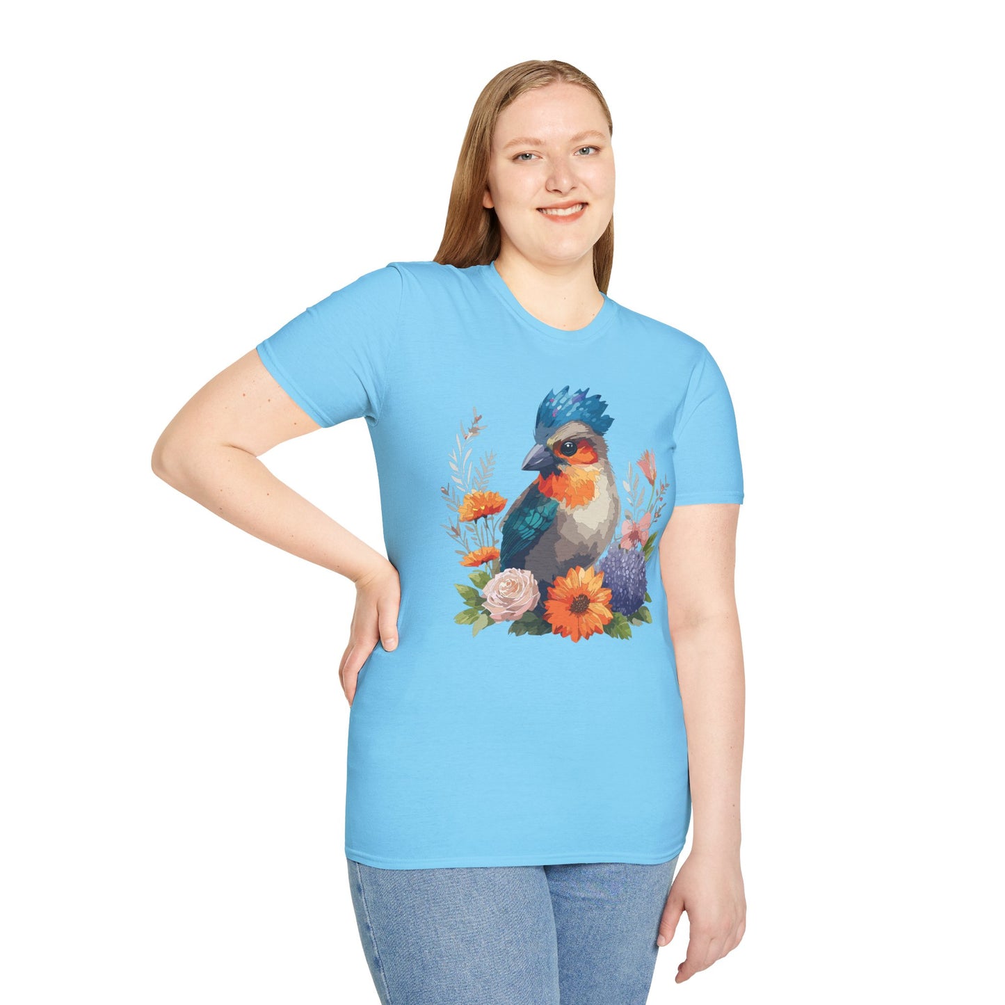 Bird T-Shirt, Floral Bird T Shirt, Shirt with Bird, Shirt with Animal