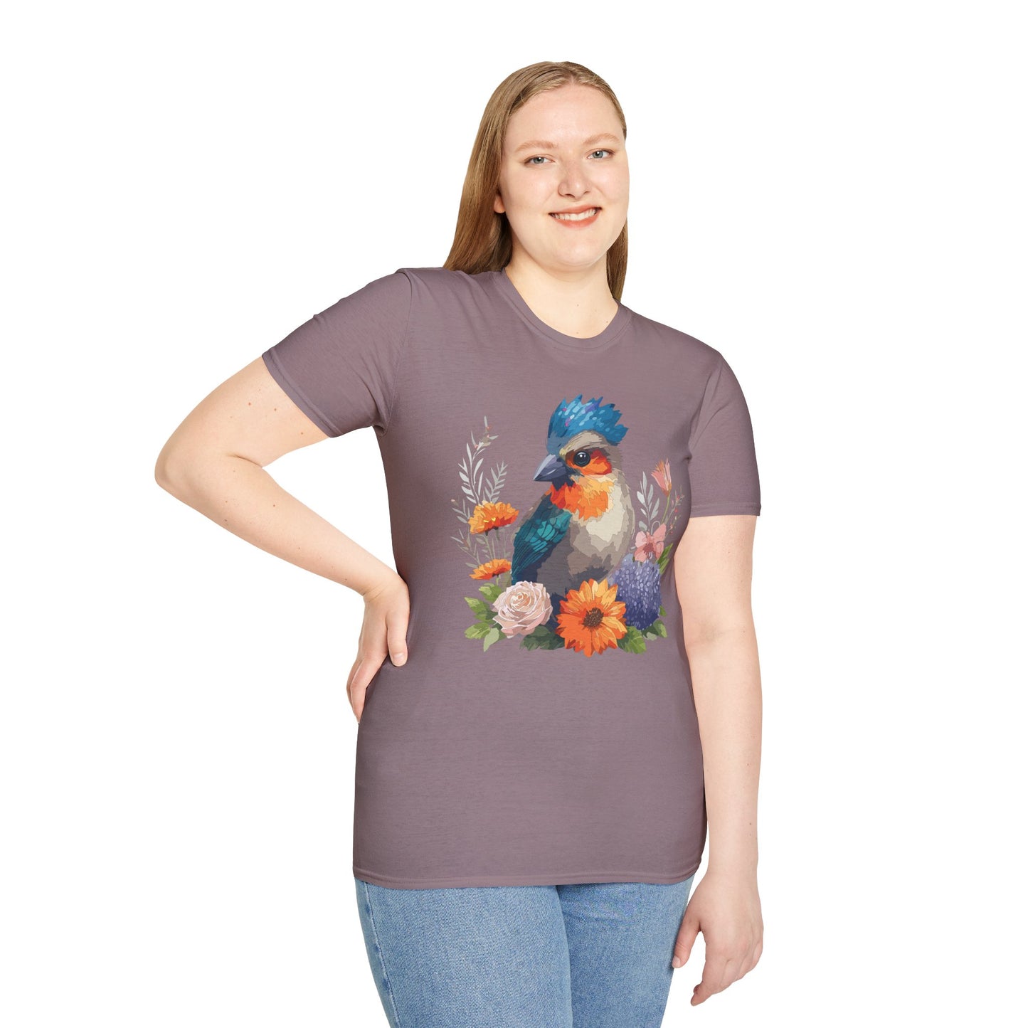 Bird T-Shirt, Floral Bird T Shirt, Shirt with Bird, Shirt with Animal