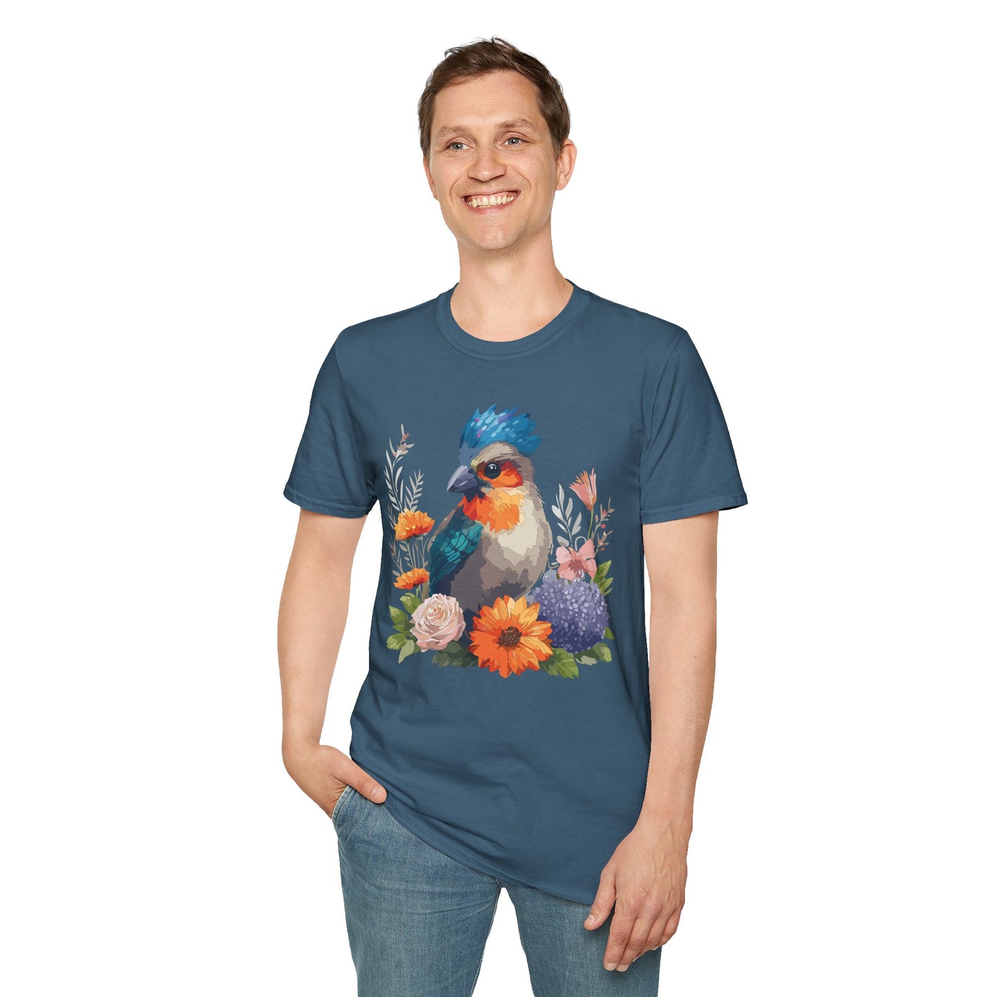 Bird T-Shirt, Floral Bird T Shirt, Shirt with Bird, Shirt with Animal