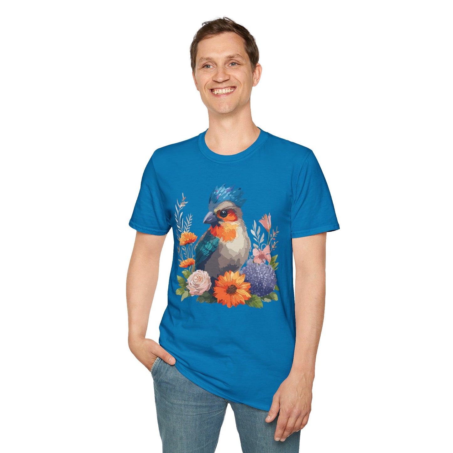 Bird T-Shirt, Floral Bird T Shirt, Shirt with Bird, Shirt with Animal