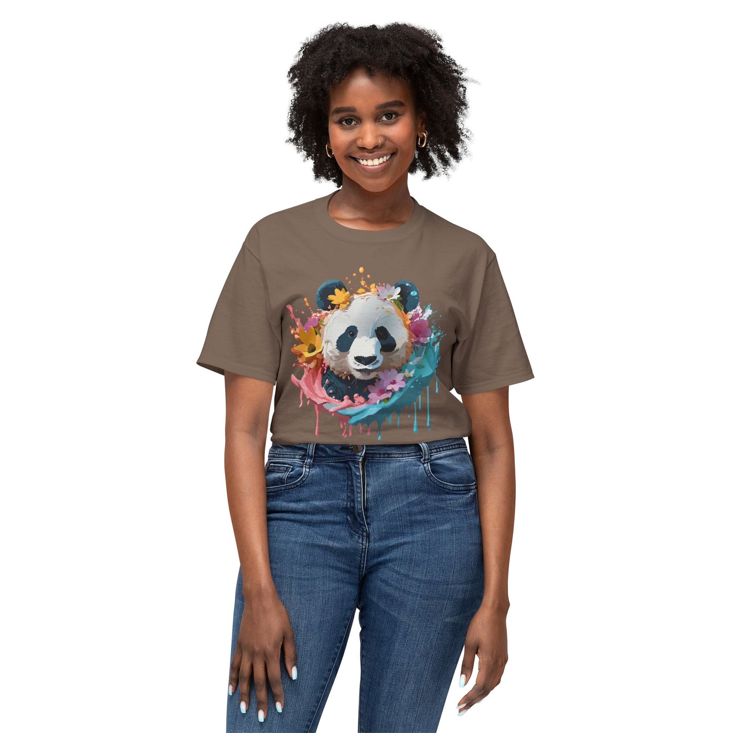 Panda T-Shirt, Vintage Panda Tee, Floral Tees, Panda Art Design Shirt, Tee Shirt with Panda Art 8