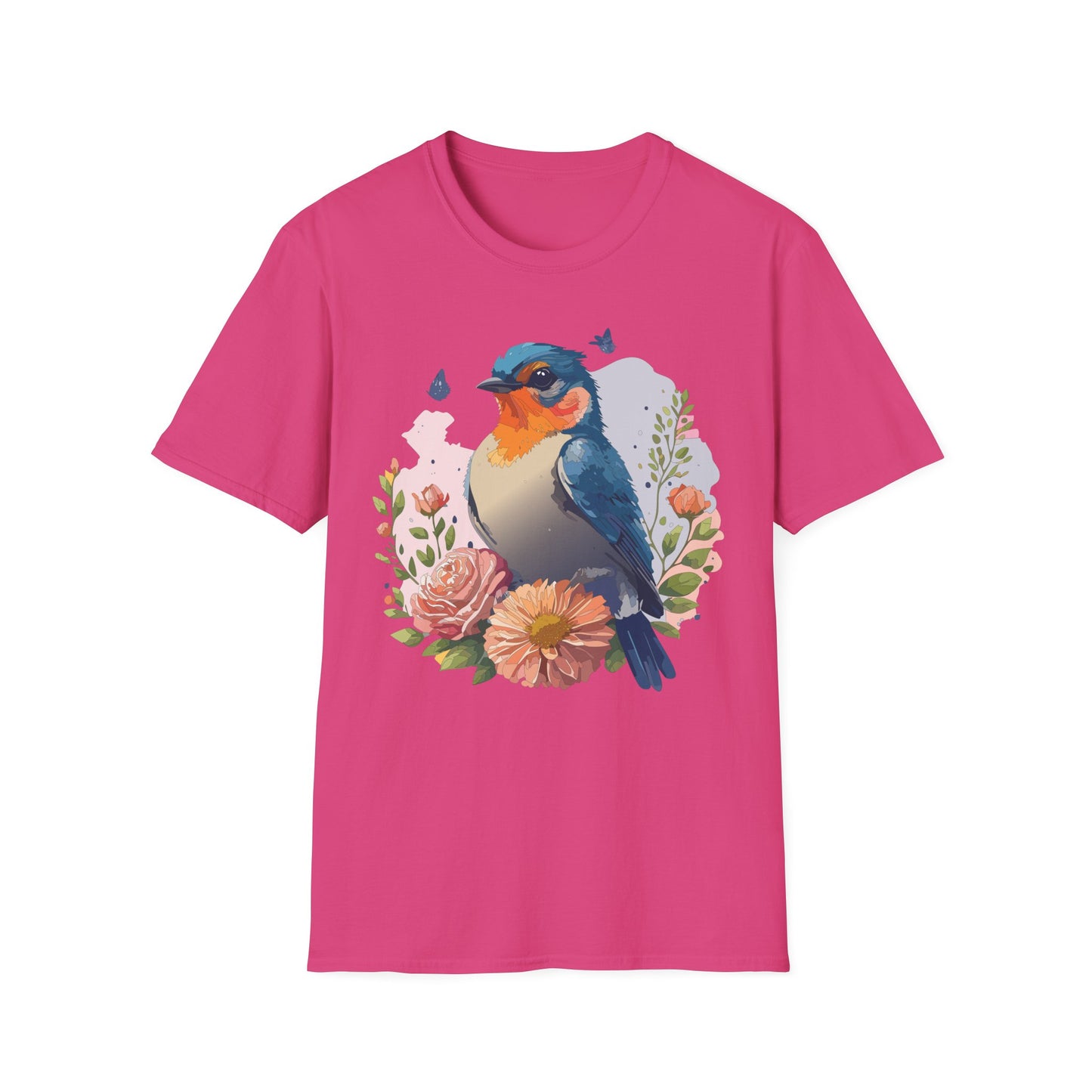 Bird T-Shirt, Floral Bird T Shirt, Shirt with Bird, Shirt with Animal