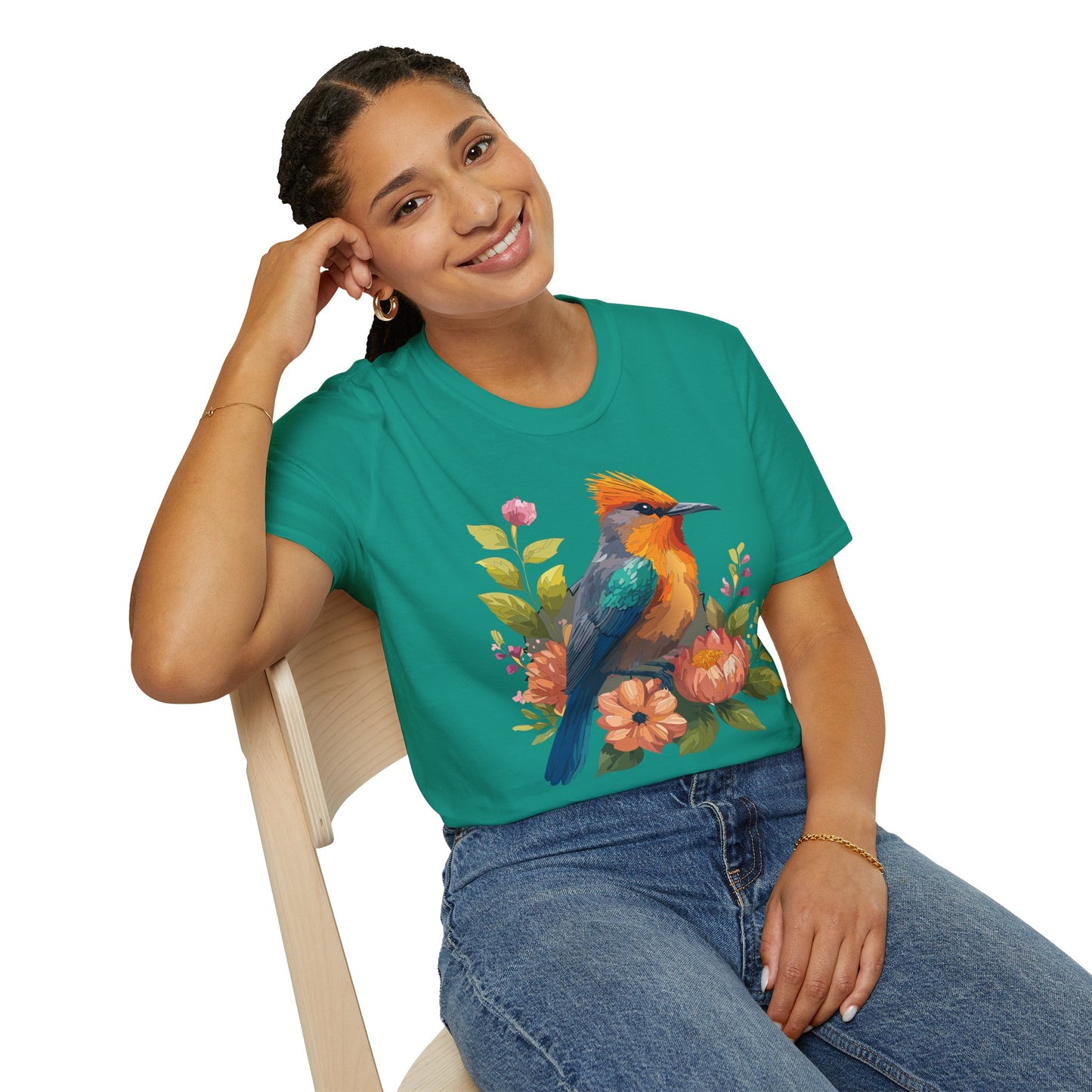 Bird T-Shirt, Floral Bird T Shirt, Shirt with Bird, Shirt with Animal
