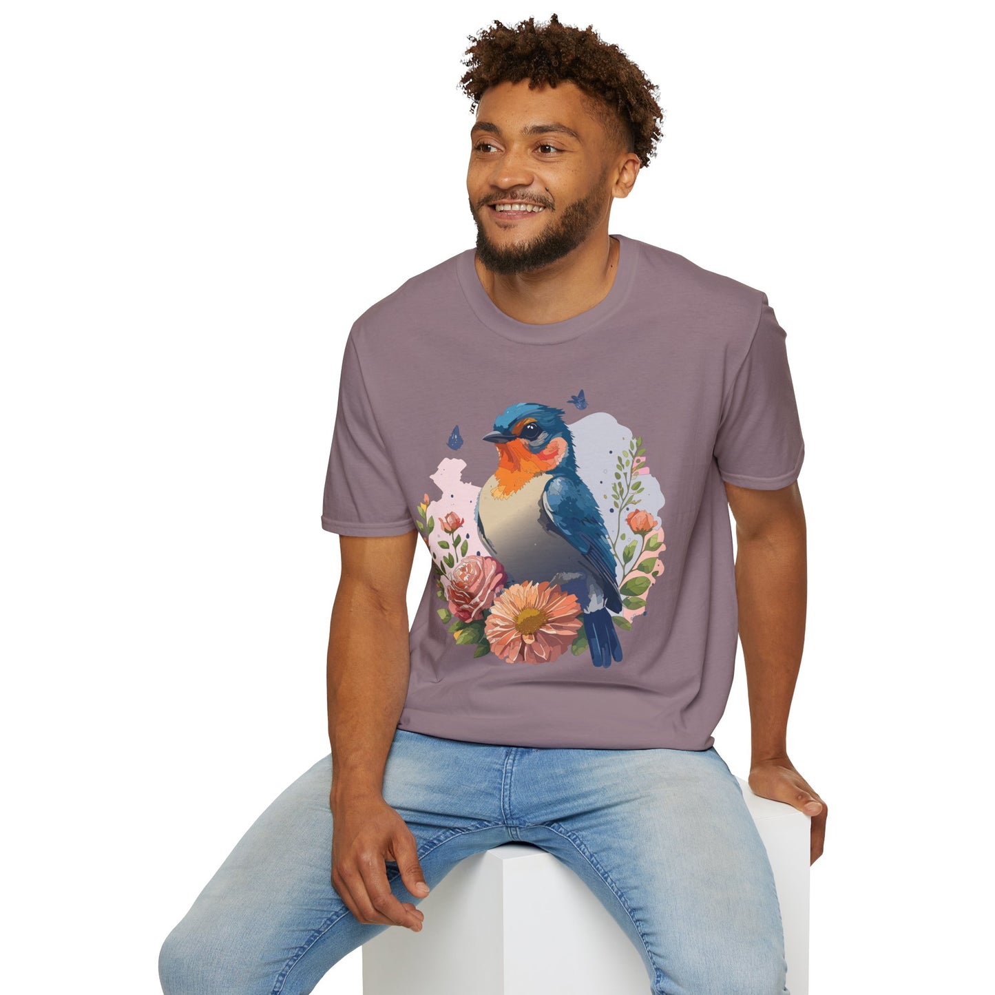Bird T-Shirt, Floral Bird T Shirt, Shirt with Bird, Shirt with Animal
