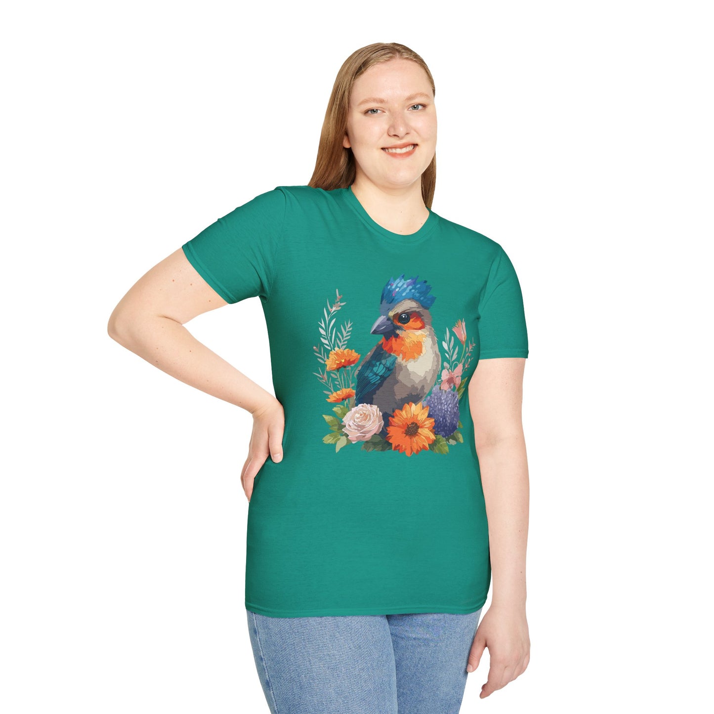 Bird T-Shirt, Floral Bird T Shirt, Shirt with Bird, Shirt with Animal