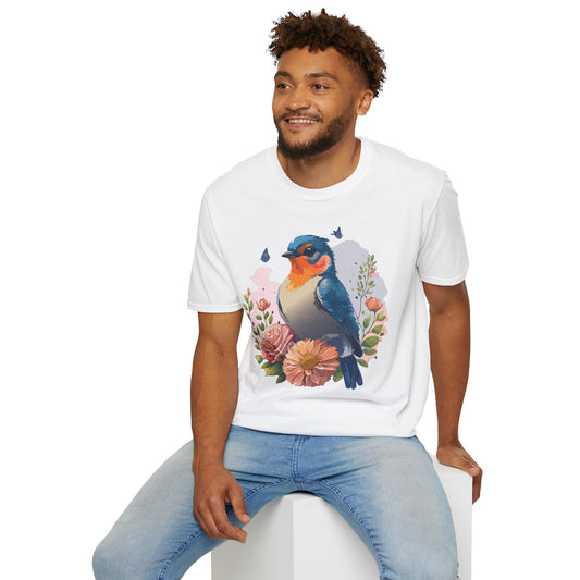 Bird T-Shirt, Floral Bird T Shirt, Shirt with Bird, Shirt with Animal