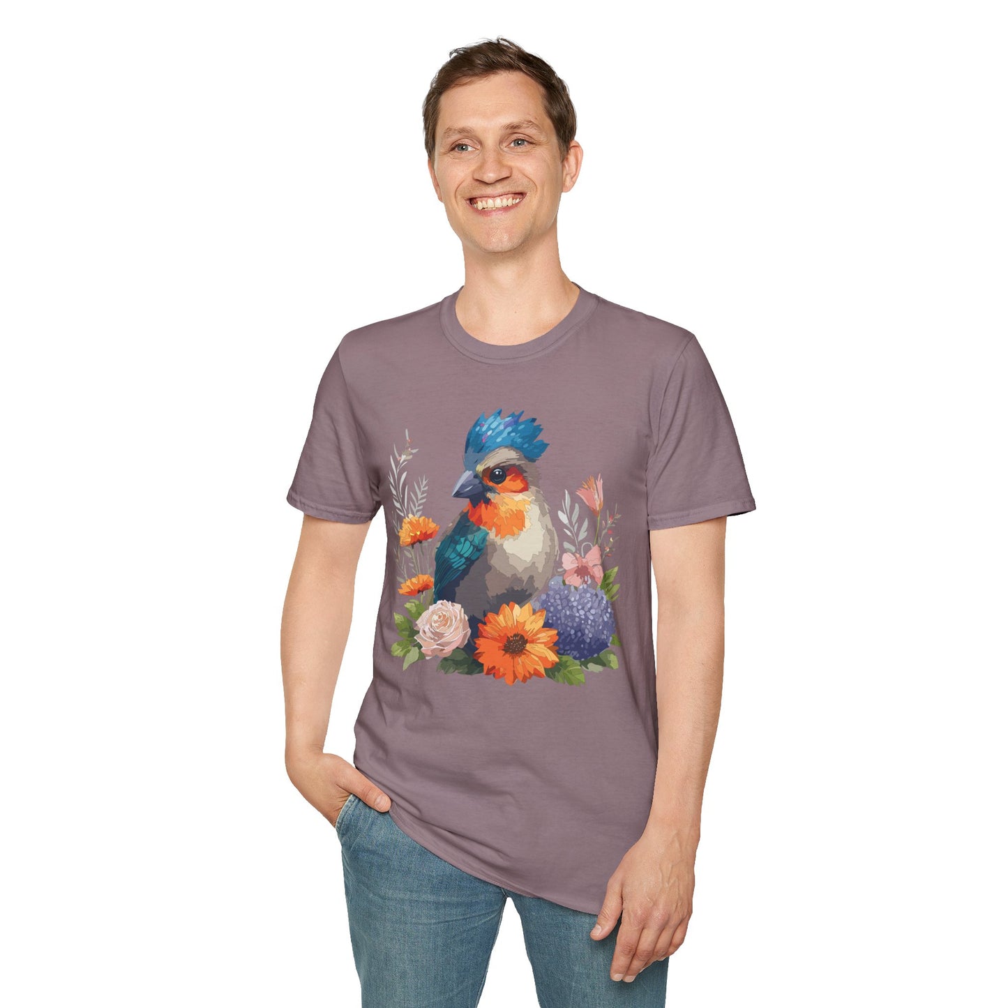 Bird T-Shirt, Floral Bird T Shirt, Shirt with Bird, Shirt with Animal