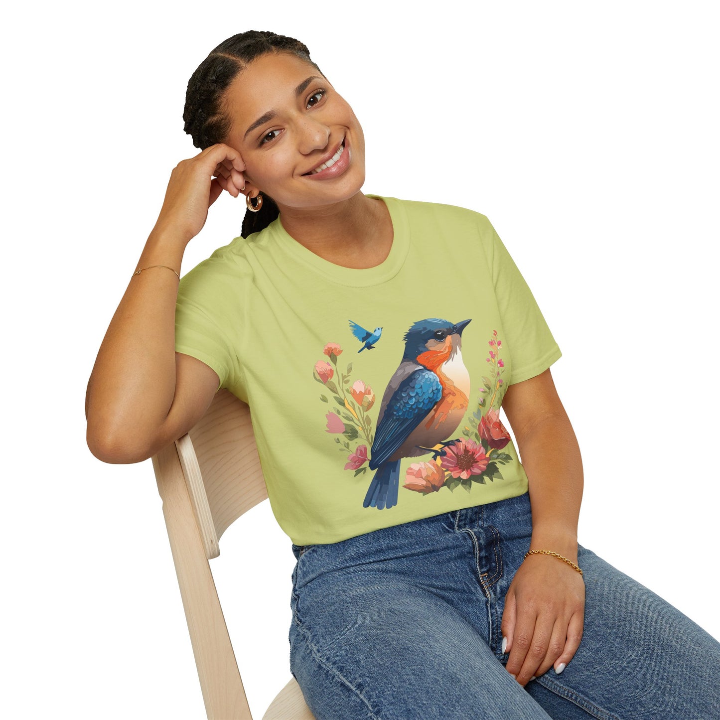 Bird T-Shirt, Floral Bird T Shirt, Shirt with Bird, Shirt with Animal