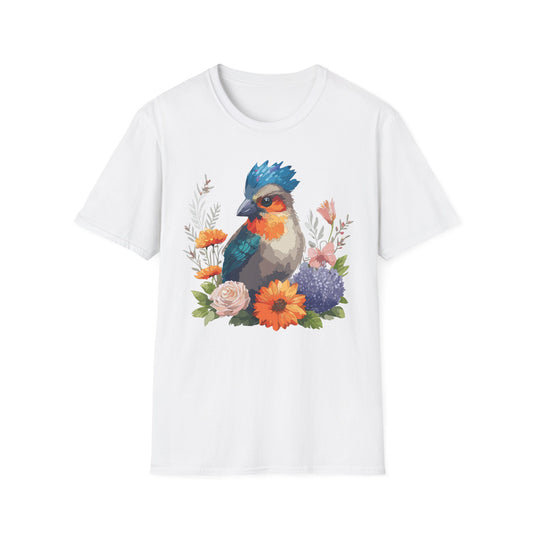 Bird T-Shirt, Floral Bird T Shirt, Shirt with Bird, Shirt with Animal