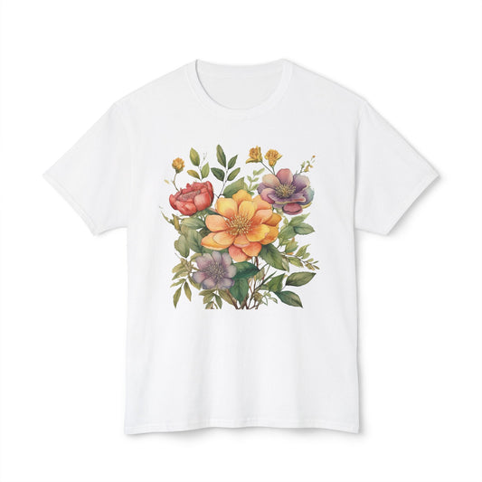 Floral T-Shirt, Vintage Flowers Tee, Floral Tees, Floral Art Design Shirt, Tee Shirt with Floral Art 5