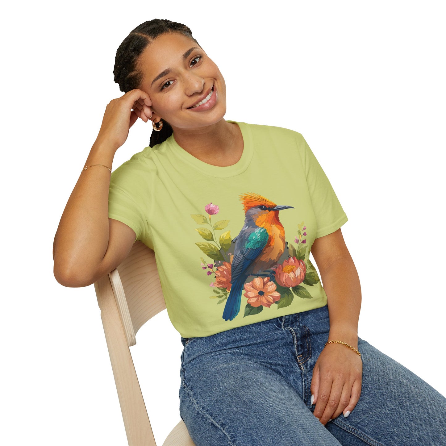 Bird T-Shirt, Floral Bird T Shirt, Shirt with Bird, Shirt with Animal