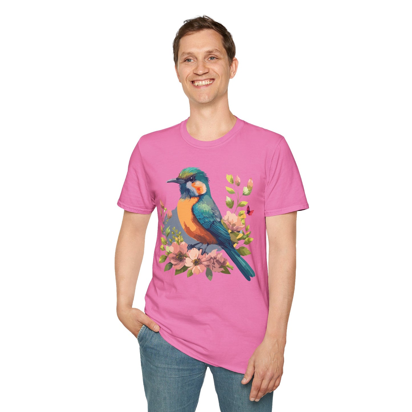 Bird T-Shirt, Floral Bird T Shirt, Shirt with Bird, Shirt with Animal