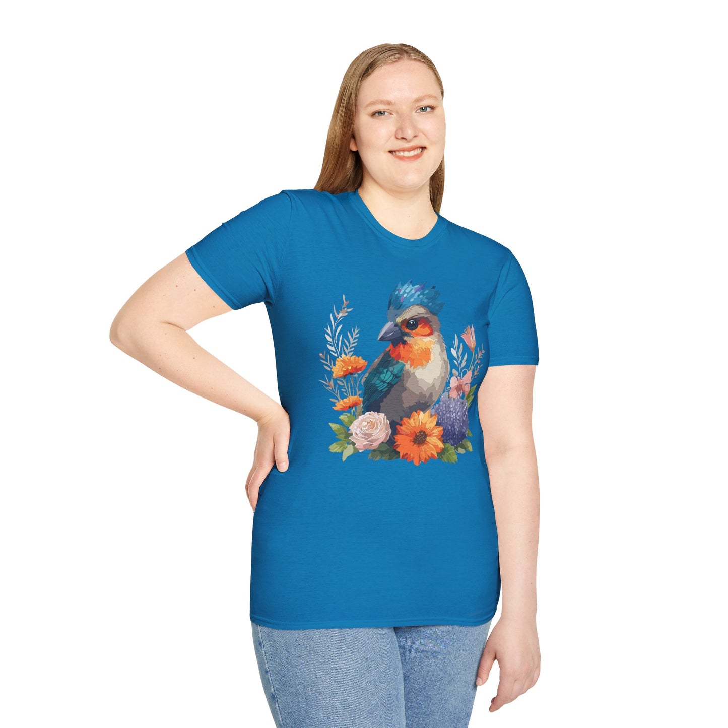 Bird T-Shirt, Floral Bird T Shirt, Shirt with Bird, Shirt with Animal