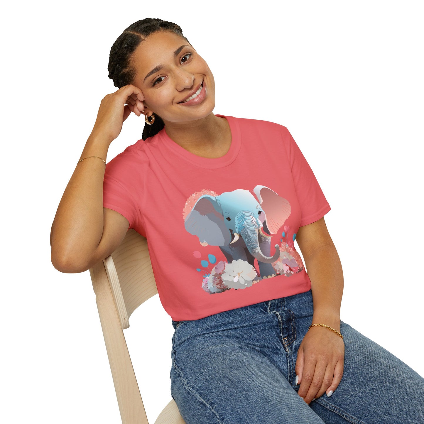Elephant Shirt, T Shirt with Elephant, Elephant on T Shirt, T Shirt with Animation, Animals Tee Shirt