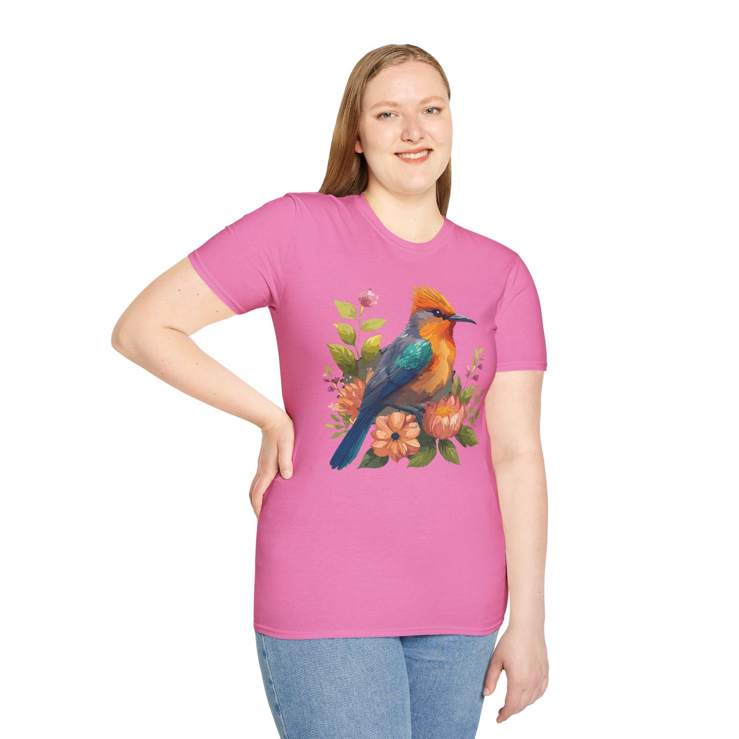 Bird T-Shirt, Floral Bird T Shirt, Shirt with Bird, Shirt with Animal