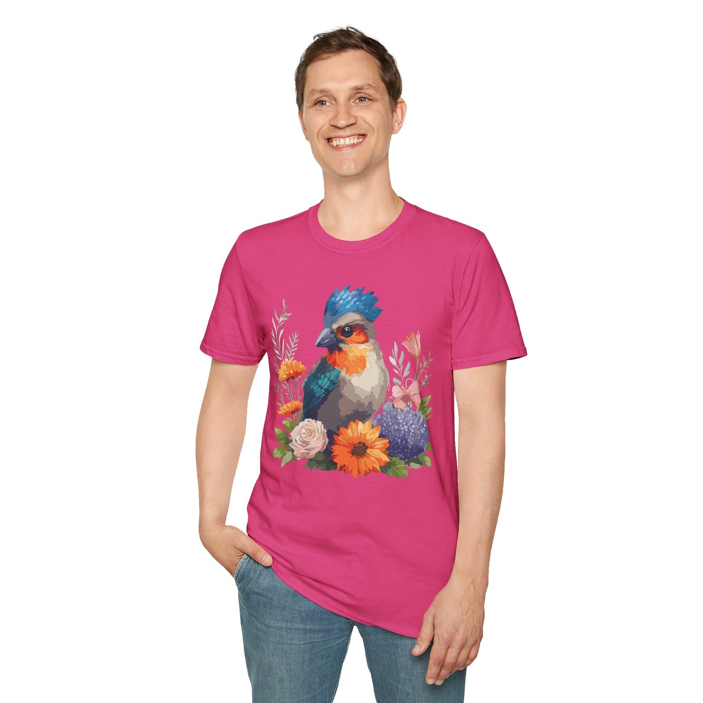 Bird T-Shirt, Floral Bird T Shirt, Shirt with Bird, Shirt with Animal