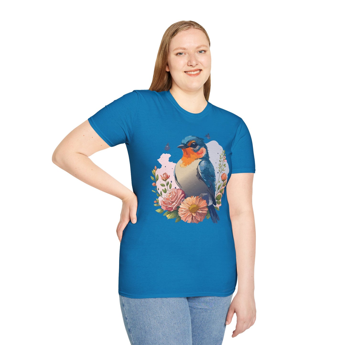 Bird T-Shirt, Floral Bird T Shirt, Shirt with Bird, Shirt with Animal