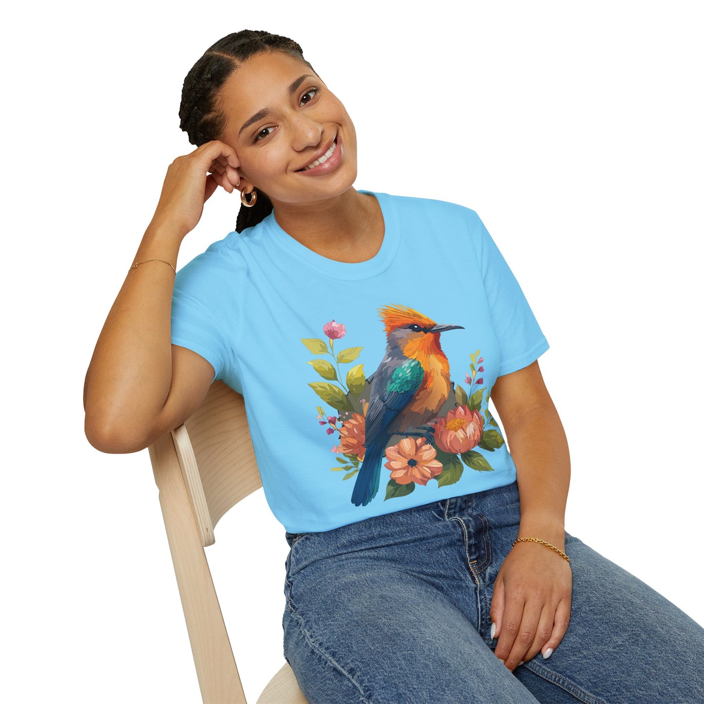 Bird T-Shirt, Floral Bird T Shirt, Shirt with Bird, Shirt with Animal