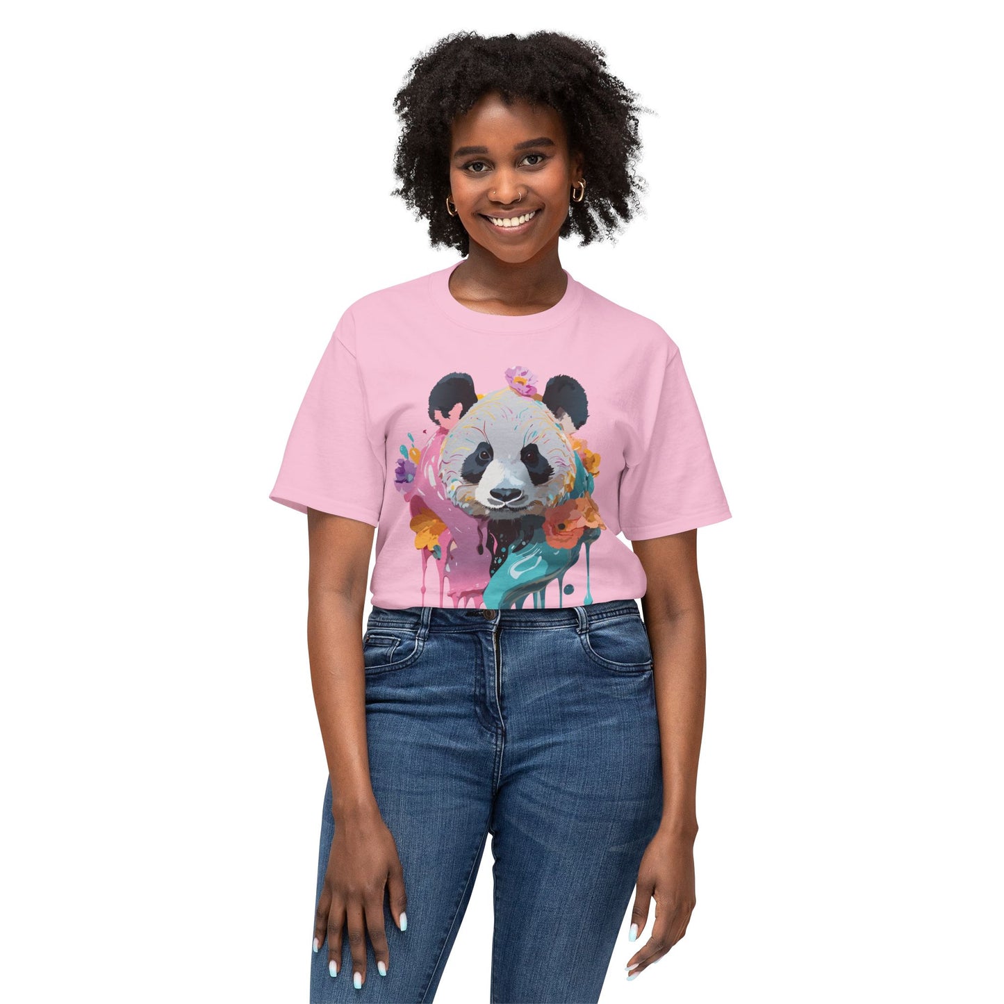 Panda T-Shirt, Vintage Panda Tee, Floral Tees, Panda Art Design Shirt, Tee Shirt with Panda Art 9