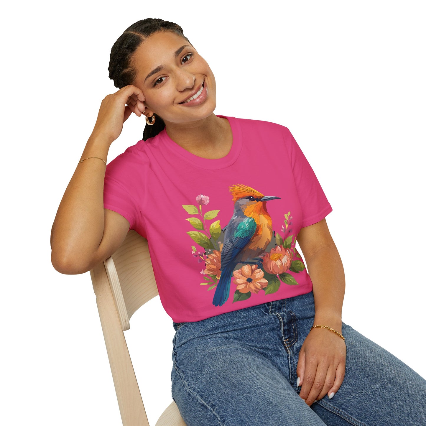 Bird T-Shirt, Floral Bird T Shirt, Shirt with Bird, Shirt with Animal
