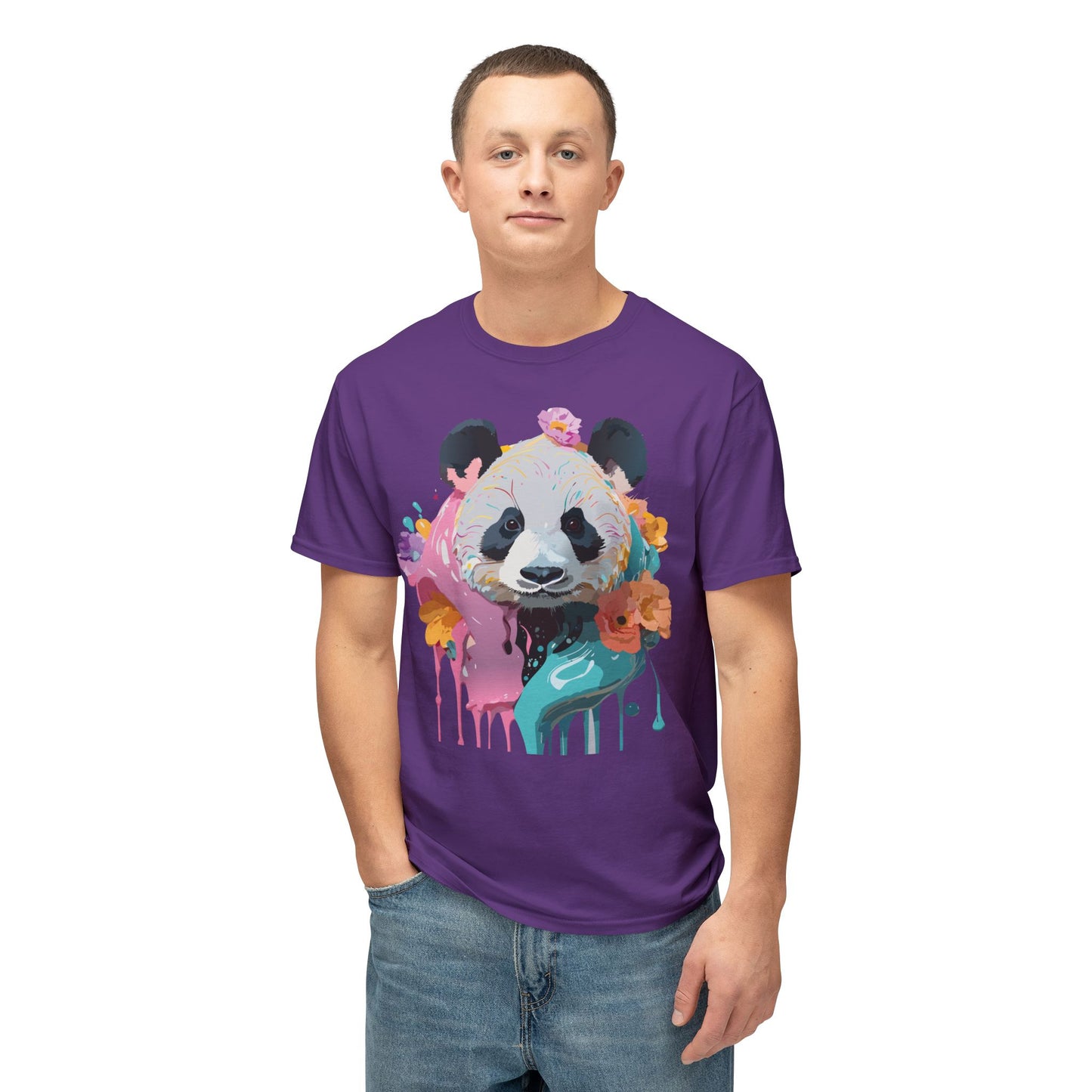Panda T-Shirt, Vintage Panda Tee, Floral Tees, Panda Art Design Shirt, Tee Shirt with Panda Art 9