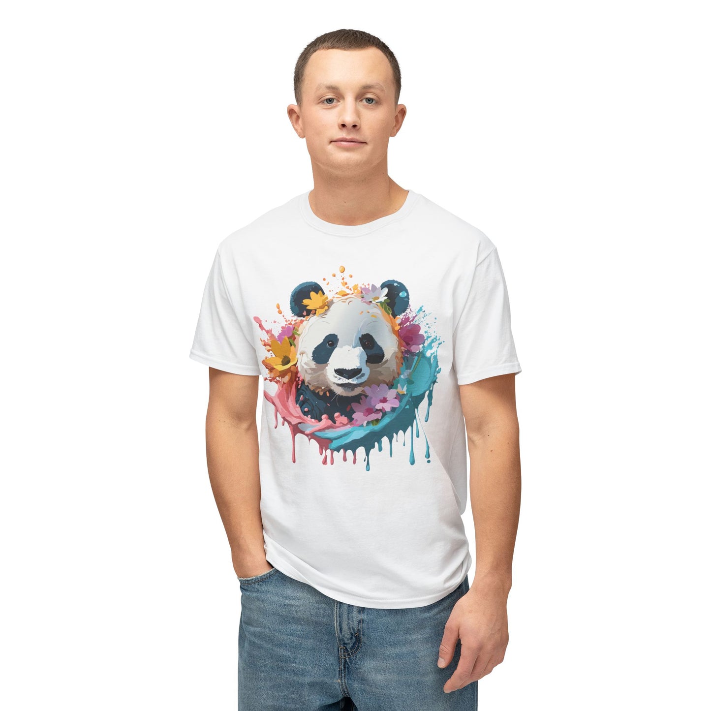 Panda T-Shirt, Vintage Panda Tee, Floral Tees, Panda Art Design Shirt, Tee Shirt with Panda Art 8